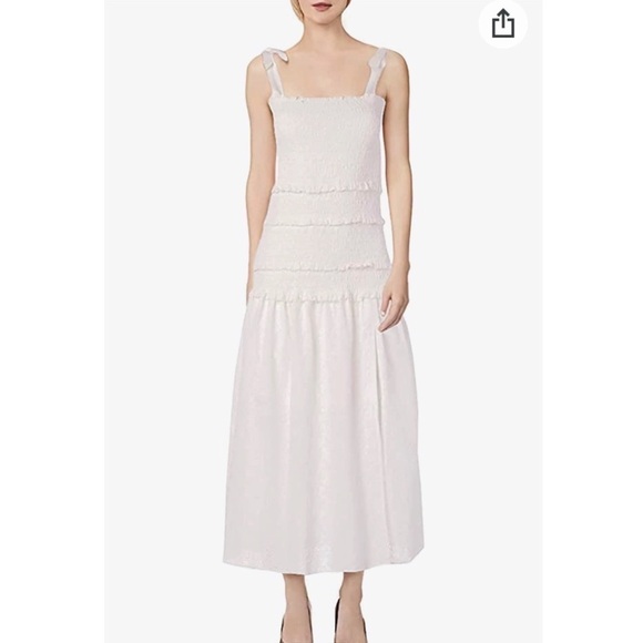 ASTR the label White Sleeveless Smocked Body Tess Midi Dress size large - Picture 2 of 11